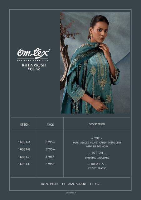 Omtex ritha crush vol 42 wholesale crepe dress material
